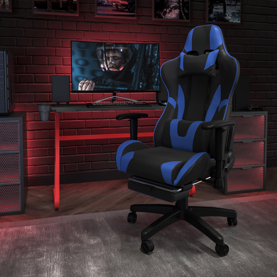 BLNK - X30 Gaming Racing Office Ergonomic Computer Chair with Reclining Back and Slide-Out Footrest