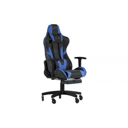BLNK X30 Gaming Racing Computer Chair with Reclining Back, Slide-Out Footrest, and Transparent Roller Wheels - Blue