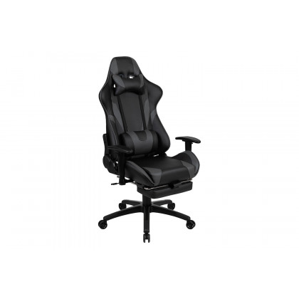 BLNK X30 Gaming Racing Office Ergonomic Computer Chair with Reclining Back and Slide-Out Footrest - Gray