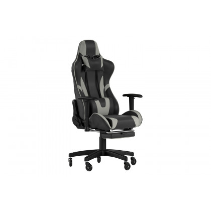 BLNK X30 Gaming Racing Computer Chair with Reclining Back, Slide-Out Footrest, and Transparent Roller Wheels - Gray