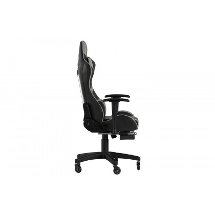 BLNK X30 Gaming Racing Computer Chair with Reclining Back, Slide-Out Footrest, and Transparent Roller Wheels - Gray
