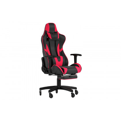 BLNK X30 Gaming Racing Computer Chair with Reclining Back, Slide-Out Footrest, and Transparent Roller Wheels - Red