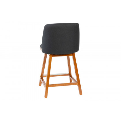 BLNK Julia Faux Linen Transitional Upholstered Counter Stools with Silver Nailhead Trim and Walnut Finish Solid Wood Frames Set of 2 - Charcoal