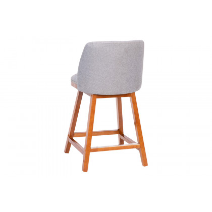 BLNK Julia Faux Linen Transitional Upholstered Counter Stools with Silver Nailhead Trim and Walnut Finish Solid Wood Frames Set of 2 - Gray
