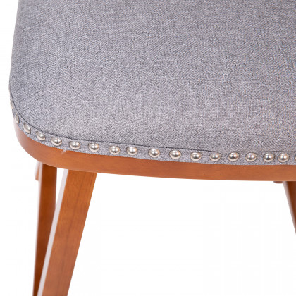 BLNK Julia Faux Linen Transitional Upholstered Counter Stools with Silver Nailhead Trim and Walnut Finish Solid Wood Frames Set of 2 - Gray