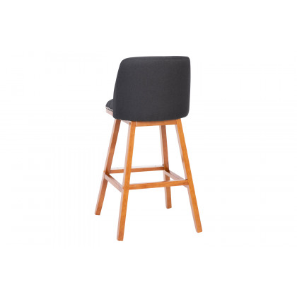 BLNK Julia Faux Linen Transitional Upholstered Bar Stools with Silver Nailhead Trim and Walnut Finish Solid Wood Frames Set of 2 - Charcoal