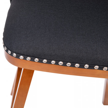 BLNK Julia Faux Linen Transitional Upholstered Bar Stools with Silver Nailhead Trim and Walnut Finish Solid Wood Frames Set of 2 - Charcoal