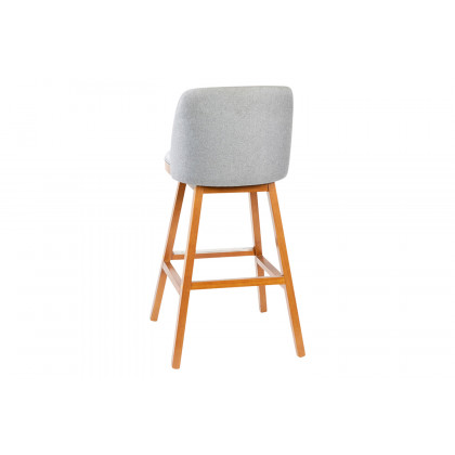 BLNK Julia Faux Linen Transitional Upholstered Bar Stools with Silver Nailhead Trim and Walnut Finish Solid Wood Frames Set of 2 - Gray