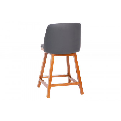 BLNK Julia LeatherSoft Transitional Upholstered Counter Stools with Silver Nailhead Trim and Walnut Finish Solid Wood Frames Set of 2 - Gray