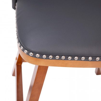 BLNK Julia LeatherSoft Transitional Upholstered Counter Stools with Silver Nailhead Trim and Walnut Finish Solid Wood Frames Set of 2 - Gray