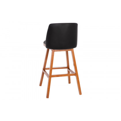 BLNK Julia LeatherSoft Transitional Upholstered Bar Stools with Silver Nailhead Trim and Walnut Finish Solid Wood Frames Set of 2 - Black