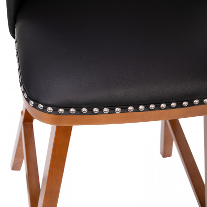BLNK Julia LeatherSoft Transitional Upholstered Bar Stools with Silver Nailhead Trim and Walnut Finish Solid Wood Frames Set of 2 - Black