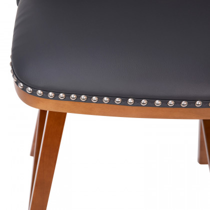 BLNK Julia LeatherSoft Transitional Upholstered Bar Stools with Silver Nailhead Trim and Walnut Finish Solid Wood Frames Set of 2 - Gray