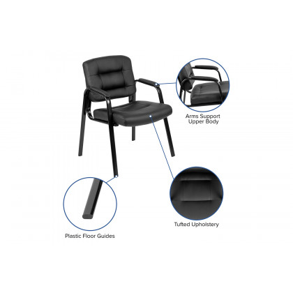 BLNK - Darwin Flash Fundamentals Black LeatherSoft Executive Reception Chair with Black Metal Frame, BIFMA Certified