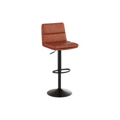 BLNK Hughes Commercial LeatherSoft Modern Mid-Back Adjustable Channel Stitched Bar Stools Set of 2 - Cognac