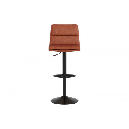 BLNK Hughes Commercial LeatherSoft Modern Mid-Back Adjustable Channel Stitched Bar Stools Set of 2 - Cognac