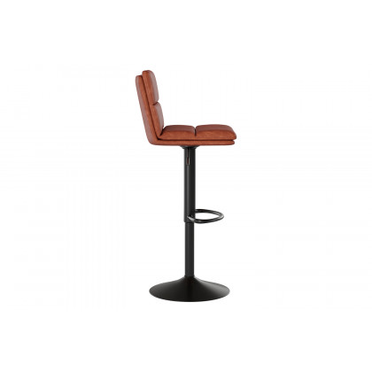 BLNK Hughes Commercial LeatherSoft Modern Mid-Back Adjustable Channel Stitched Bar Stools Set of 2 - Cognac