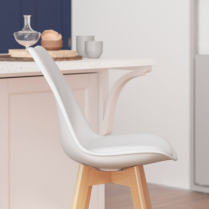 BLNK Dana Commercial LeatherSoft Modern Counter Stools with Plastic Backrest and Padded Seat Set of 2 - White