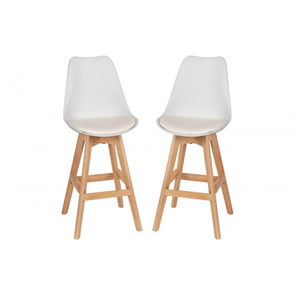 BLNK Dana Commercial LeatherSoft Modern Counter Stools with Plastic Backrest and Padded Seat Set of 2 - White
