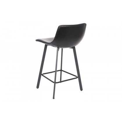 BLNK Caleb Commercial LeatherSoft Armless Counter Height Stools with Footrests with Black Matte Metal Frames Set of 2 - Black