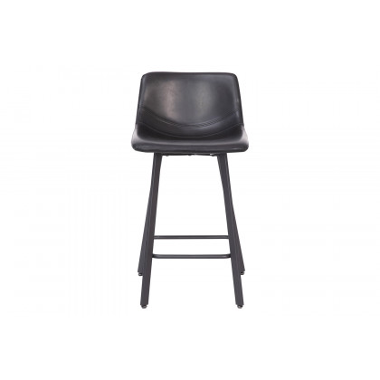 BLNK Caleb Commercial LeatherSoft Armless Counter Height Stools with Footrests with Black Matte Metal Frames Set of 2 - Black