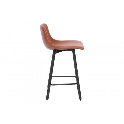 BLNK Caleb Commercial LeatherSoft Armless Counter Height Stools with Footrests with Black Matte Metal Frames Set of 2 - Cognac