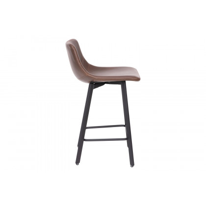 BLNK Caleb Commercial LeatherSoft Armless Counter Height Stools with Footrests with Black Matte Metal Frames Set of 2 - Chocolate Brown
