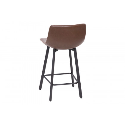 BLNK Caleb Commercial LeatherSoft Armless Counter Height Stools with Footrests with Black Matte Metal Frames Set of 2 - Chocolate Brown