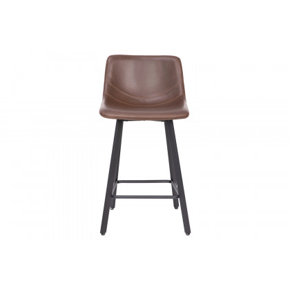 BLNK Caleb Commercial LeatherSoft Armless Counter Height Stools with Footrests with Black Matte Metal Frames Set of 2 - Chocolate Brown