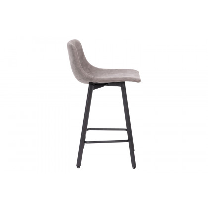 BLNK Caleb Commercial LeatherSoft Armless Counter Height Stools with Footrests with Black Matte Metal Frames Set of 2 - Gray
