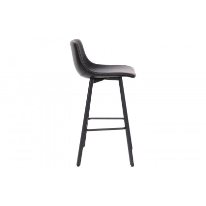 BLNK Caleb LeatherSoft Armless Bar Height Commercial Grade Bar Stools with Footrests and Black Matte Iron Frames Set of 2 - Black