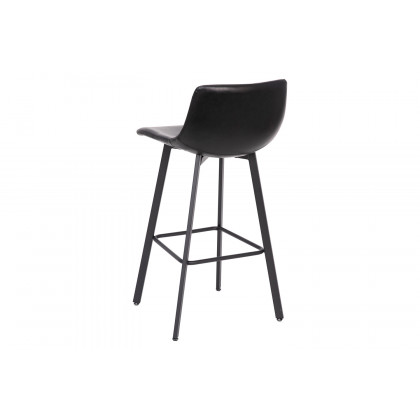 BLNK Caleb LeatherSoft Armless Bar Height Commercial Grade Bar Stools with Footrests and Black Matte Iron Frames Set of 2 - Black