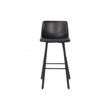BLNK Caleb LeatherSoft Armless Bar Height Commercial Grade Bar Stools with Footrests and Black Matte Iron Frames Set of 2 - Black