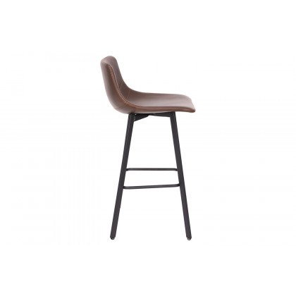 BLNK Caleb LeatherSoft Armless Bar Height Commercial Grade Bar Stools with Footrests and Black Matte Iron Frames Set of 2 - Chocolate Brown