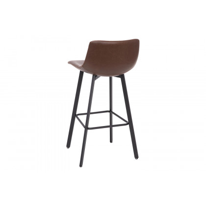 BLNK Caleb LeatherSoft Armless Bar Height Commercial Grade Bar Stools with Footrests and Black Matte Iron Frames Set of 2 - Chocolate Brown