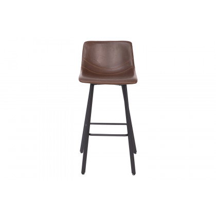 BLNK Caleb LeatherSoft Armless Bar Height Commercial Grade Bar Stools with Footrests and Black Matte Iron Frames Set of 2 - Chocolate Brown