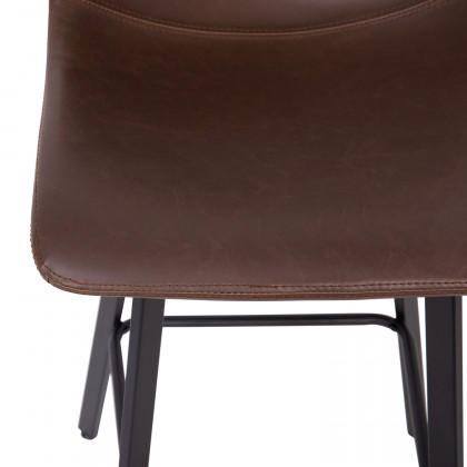 BLNK Caleb LeatherSoft Armless Bar Height Commercial Grade Bar Stools with Footrests and Black Matte Iron Frames Set of 2 - Chocolate Brown