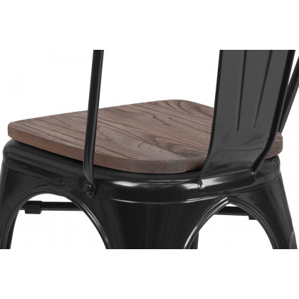 BLNK Perry Metal Stackable Chair with Wood Seat - Black
