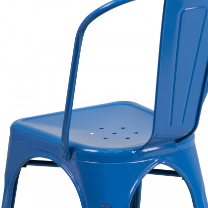 BLNK Perry Commercial Metal Indoor-Outdoor Stackable Chair - Blue