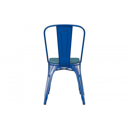 BLNK Perry Commercial Metal Indoor-Outdoor Stackable Chair with Poly Resin Wood Seat - Blue/Teal Blue