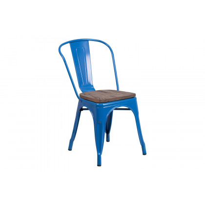 BLNK Perry Metal Stackable Chair with Wood Seat - Blue
