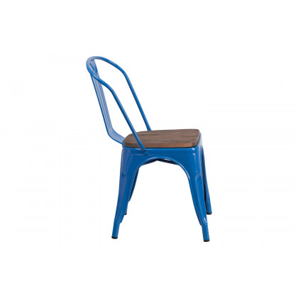 BLNK Perry Metal Stackable Chair with Wood Seat - Blue