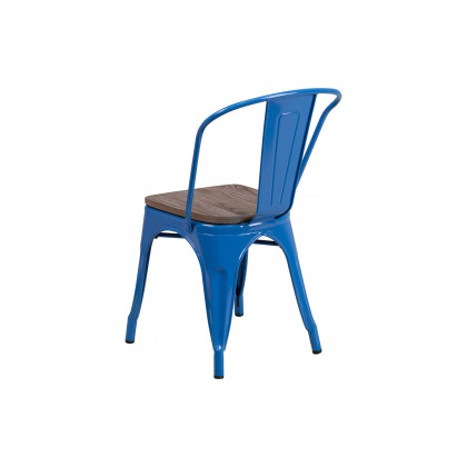BLNK Perry Metal Stackable Chair with Wood Seat - Blue