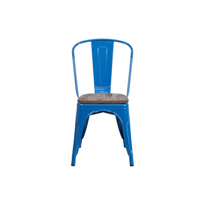 BLNK Perry Metal Stackable Chair with Wood Seat - Blue