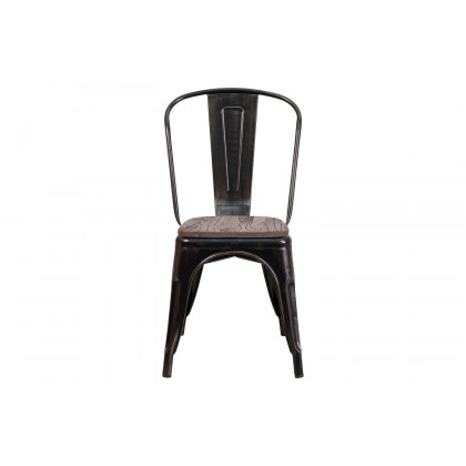 BLNK Perry Metal Stackable Chair with Wood Seat - Black/Antique Gold