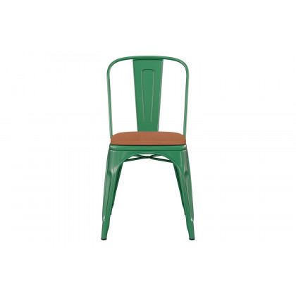 BLNK Perry Commercial Metal Indoor-Outdoor Stackable Chair with Poly Resin Wood Seat - Green/Teak