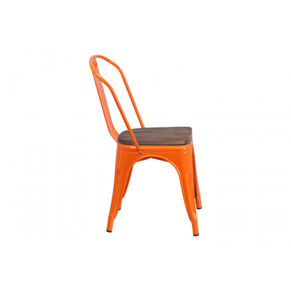 BLNK Perry Metal Stackable Chair with Wood Seat - Orange