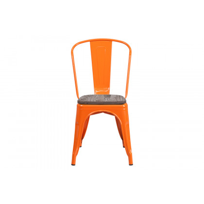 BLNK Perry Metal Stackable Chair with Wood Seat - Orange
