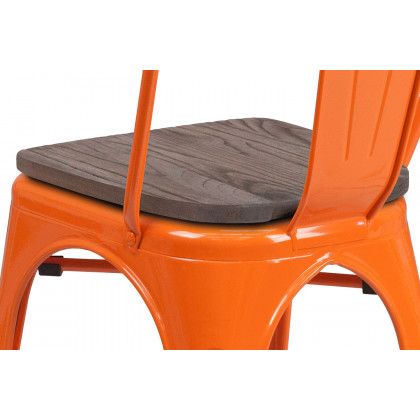 BLNK Perry Metal Stackable Chair with Wood Seat - Orange