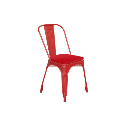 BLNK Perry Commercial Metal Indoor-Outdoor Stackable Chair with Poly Resin Wood Seat - Red
